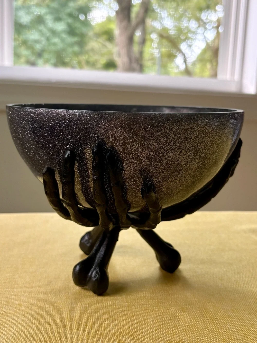 Skeleton Hands Round Metallic Bowl